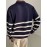 Men's Color Blocking Striped Golf Shirt For Autumn And Winter, Casual Stylish Long Sleeve Top As Gift