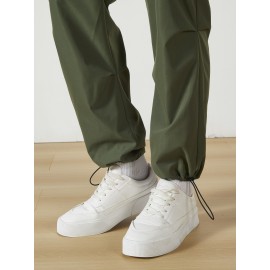 Men's Casual Flap Pocket Straight Leg Cargo Pants, Street Style Casual Pants For Outdoor Activities