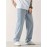 Men's Casual Light Blue Jeans, Loose Straight Trousers, Versatile Drawstring Elastic Waist Band Long Pants