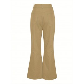 Men's Vintage-Inspired Flare Pants - Solid Color, Mid-Rise Bell Bottoms with Cotton Blend, Machine Washable