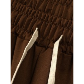 1pc Crane Emblem Casual Shorts, Polyester Knit Fabric with Slight Stretch, Regular Fit with Pockets, Alphabet Pattern - Comfortable Summer Wear